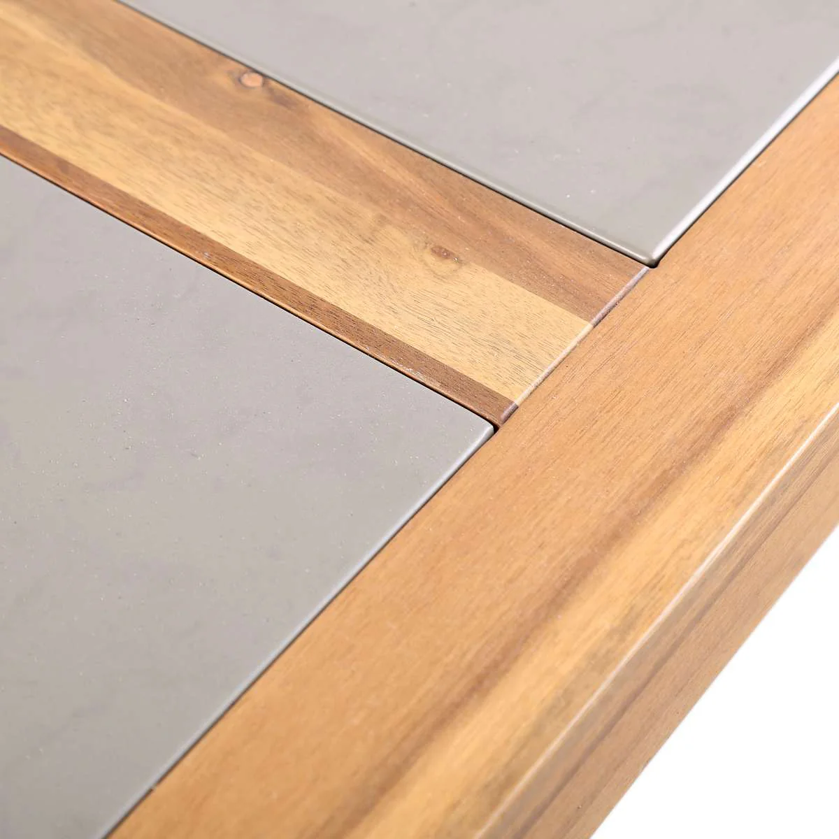 Sienna Outdoor Eucalyptus Dining Table with Teak Finish and Grey Super Stone Top By Armen Living - Image 7