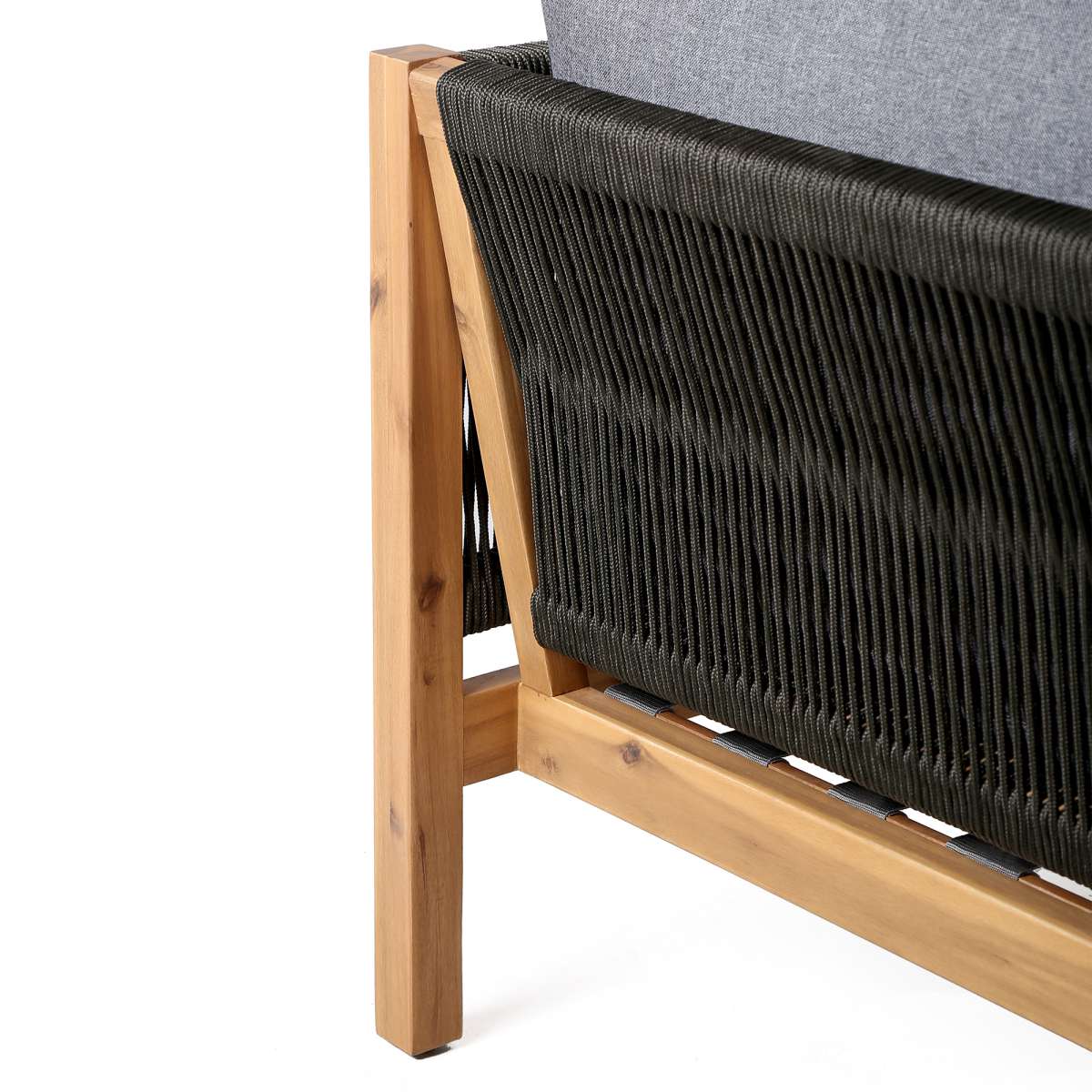 Sienna Outdoor Eucalyptus Lounge Chair in Teak Finish with Grey Cushions By Armen Living - Image 7