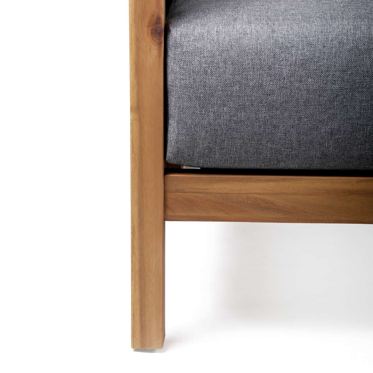 Sienna Outdoor Eucalyptus Lounge Chair in Teak Finish with Grey Cushions By Armen Living - Image 8