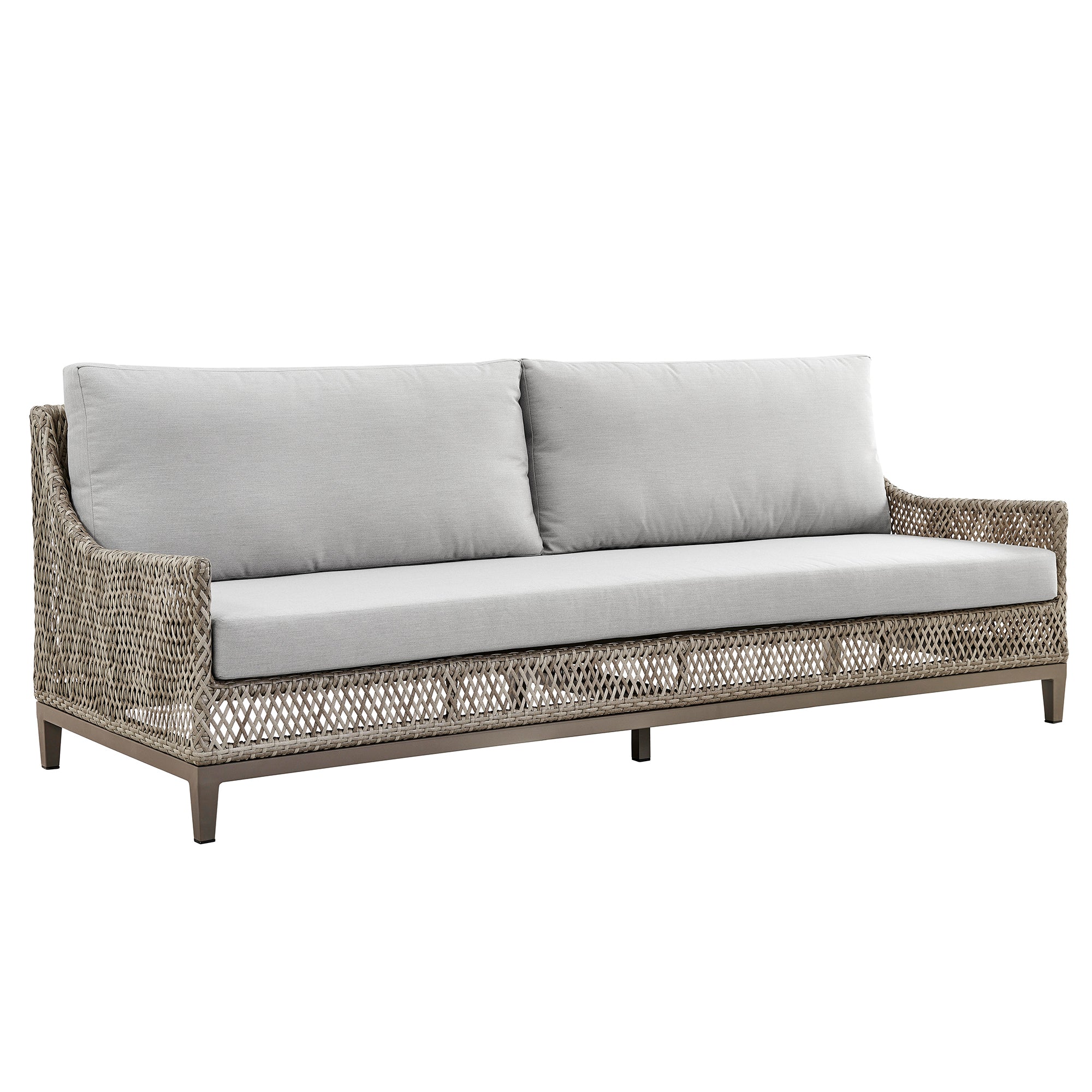 Silvana 4 Piece Outdoor Gray Fabric and Wicker Conversation Set By Armen Living - Image 3
