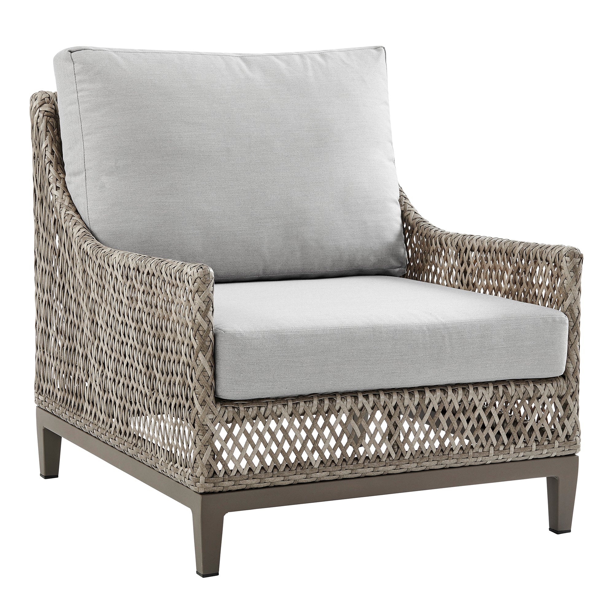 Silvana 4 Piece Outdoor Gray Fabric and Wicker Conversation Set By Armen Living - Image 5