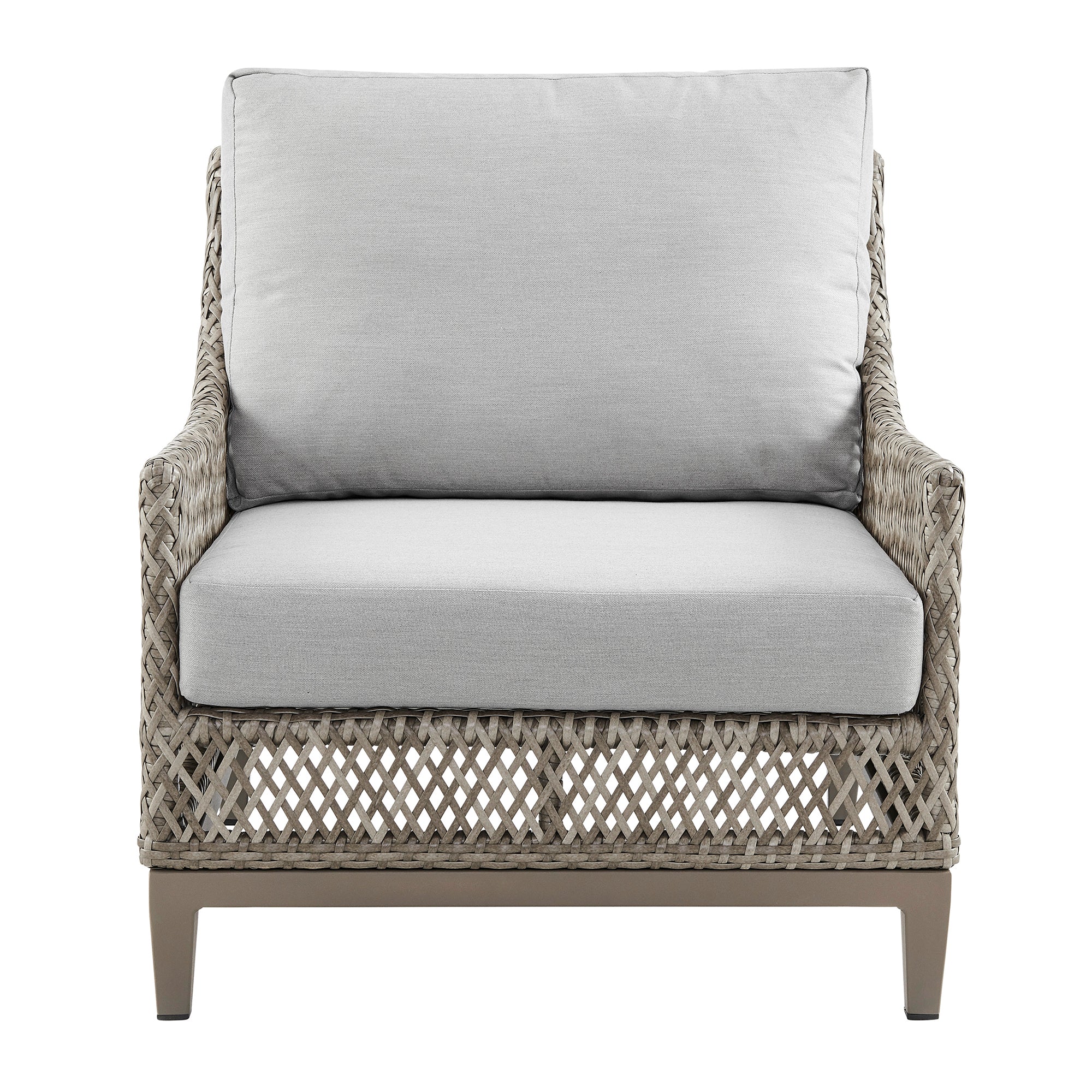 Silvana 4 Piece Outdoor Gray Fabric and Wicker Conversation Set By Armen Living - Image 6