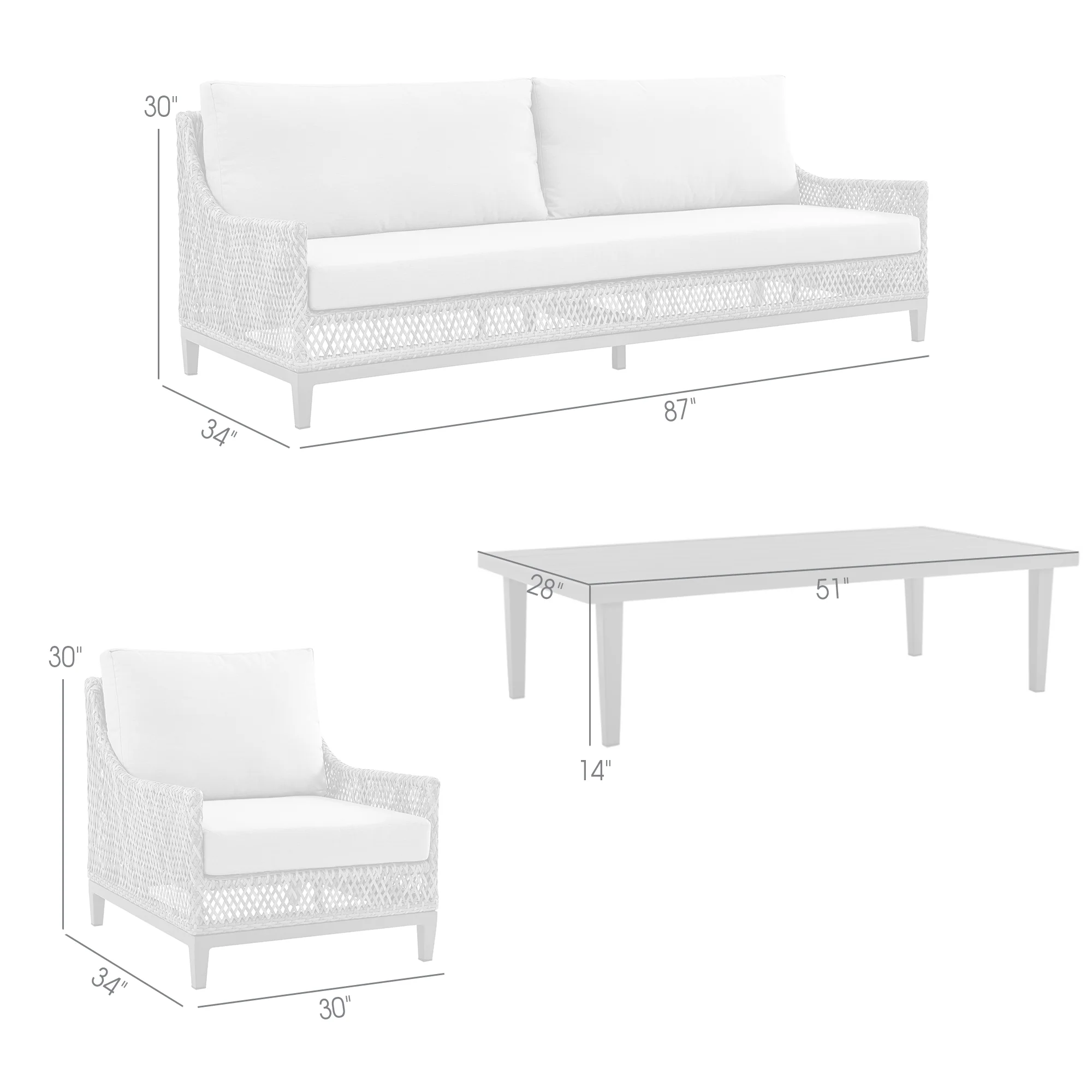 Silvana 4 Piece Outdoor Gray Fabric and Wicker Conversation Set By Armen Living - Image 9