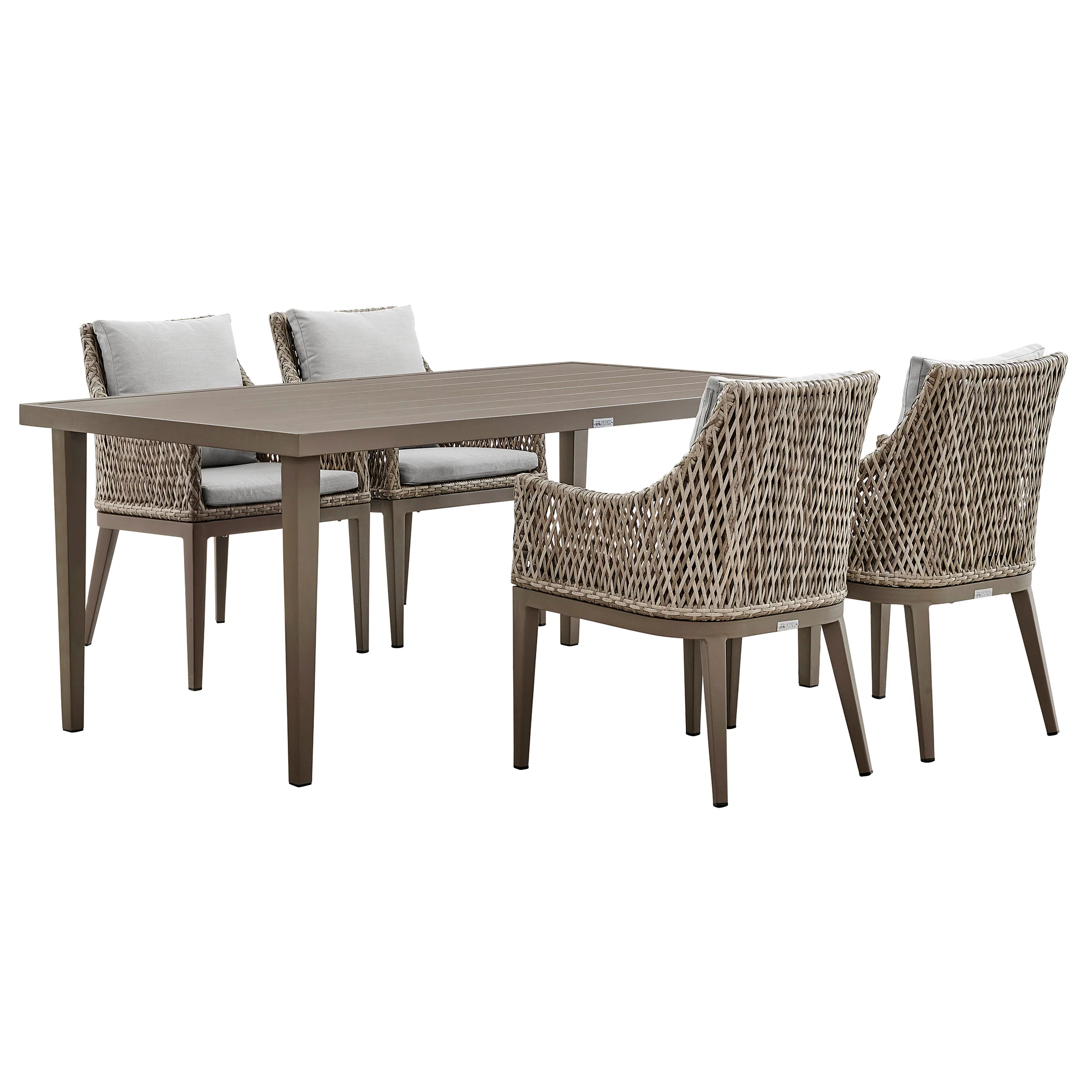 Silvana 5 Piece Gray Aluminum Outdoor Dining Set with Gray Fabric By Armen Living - Image 2
