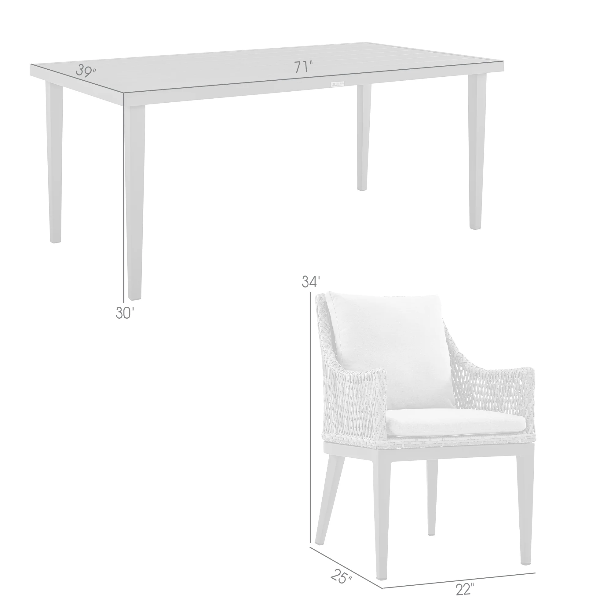 Silvana 5 Piece Gray Aluminum Outdoor Dining Set with Gray Fabric By Armen Living - Image 9