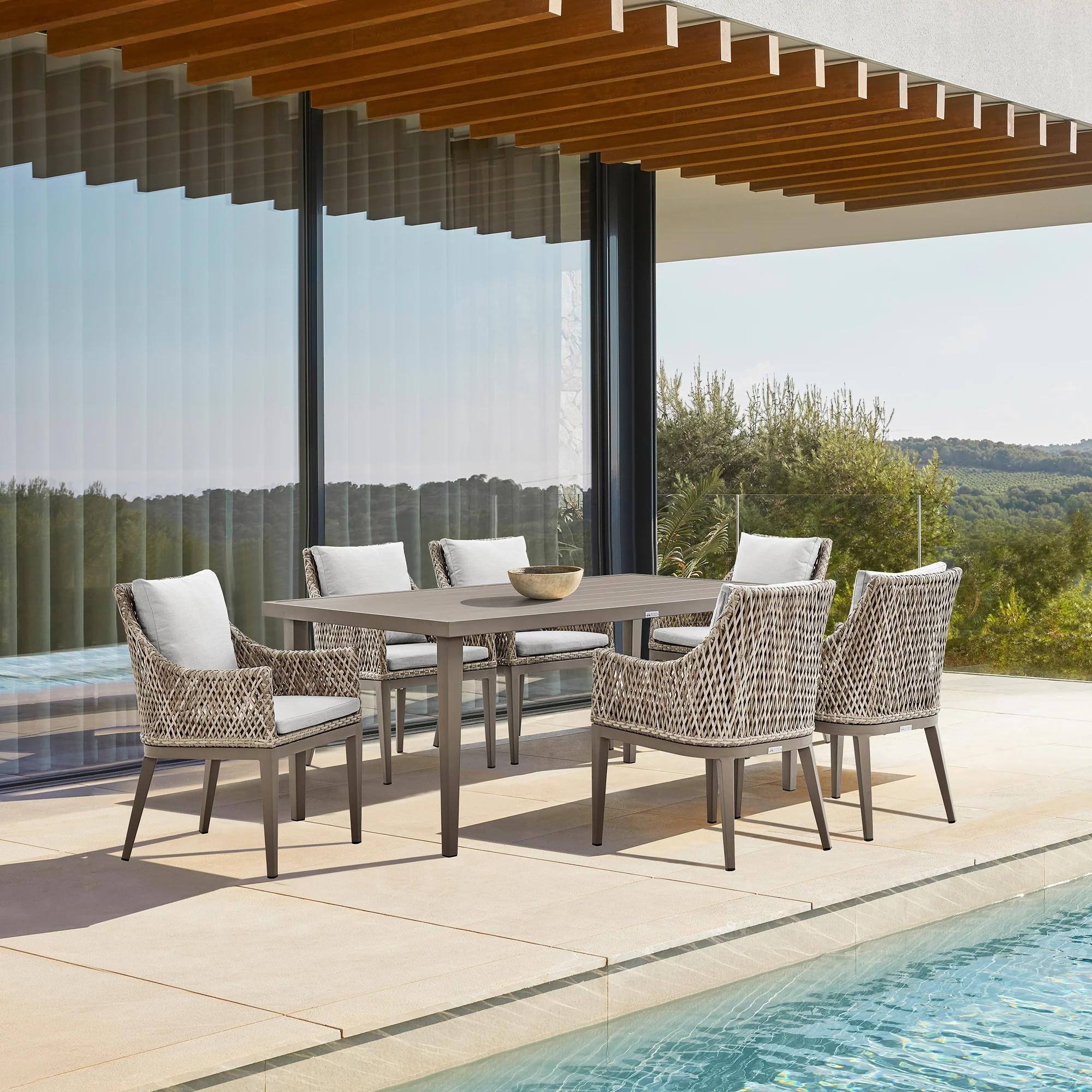 Silvana Outdoor Aluminum Gray Rectangle Dining Table By Armen Living - Image 3