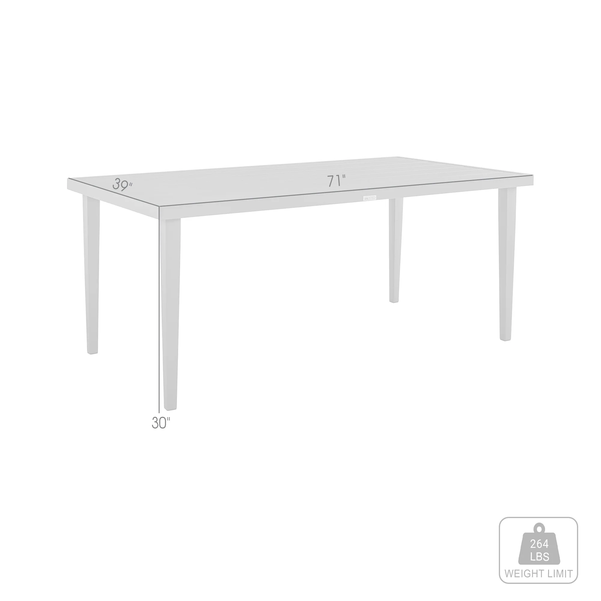 Silvana Outdoor Aluminum Gray Rectangle Dining Table By Armen Living - Image 9