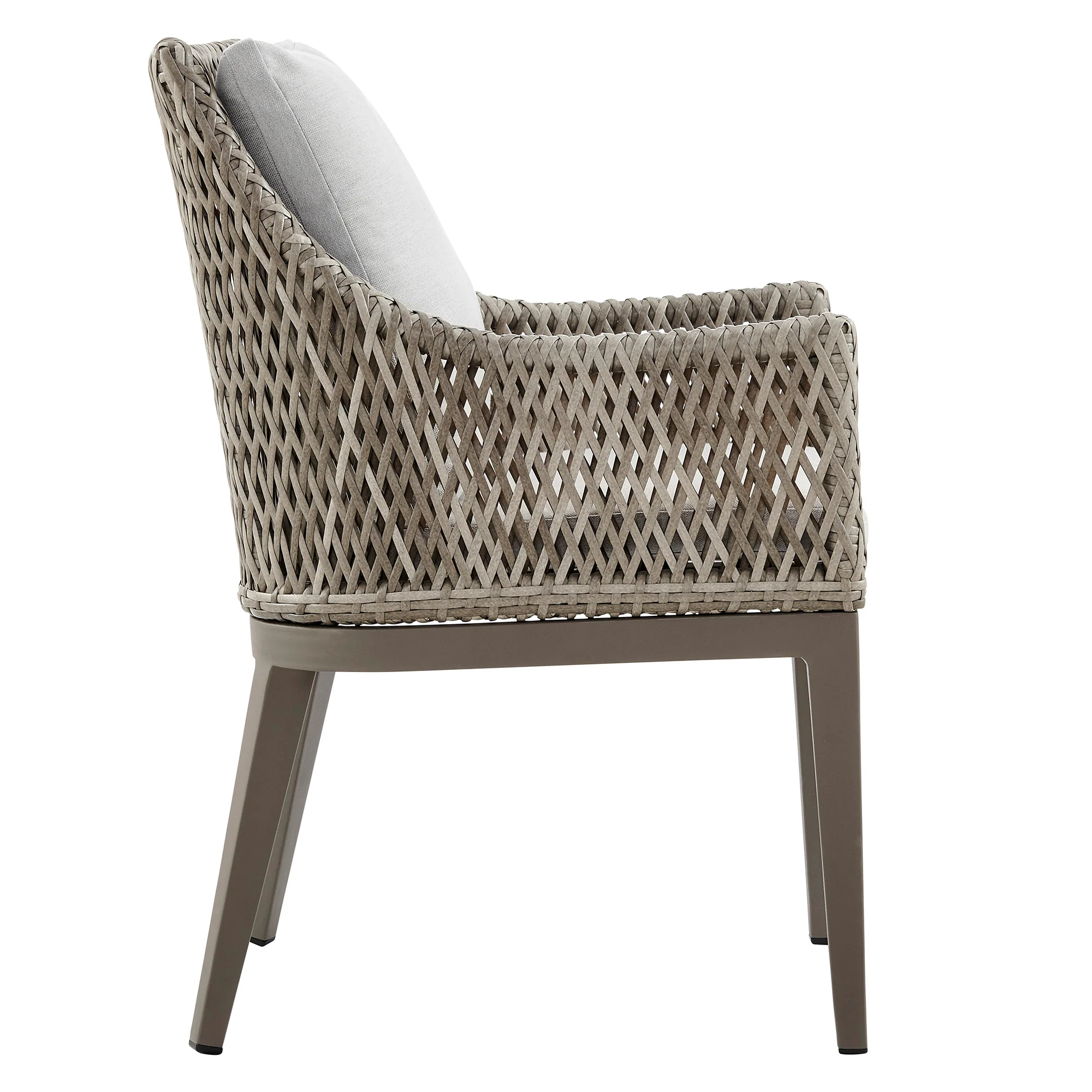 Silvana Outdoor Wicker and Aluminum Gray Dining Chair with Beige Cushions - Set of 2 By Armen Living - Image 6