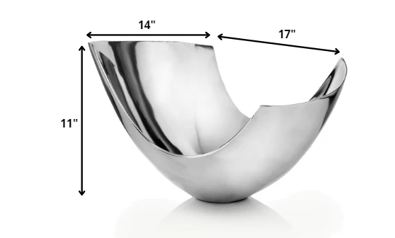 Silver Aluminum Abstract Tray Dish Centerpiece Bowl By Homeroots - Image 2