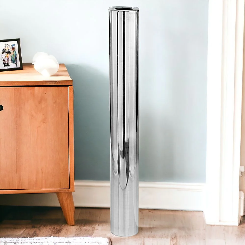 Silver Aluminum Cylinder Table Vase By Homeroots - Image 4