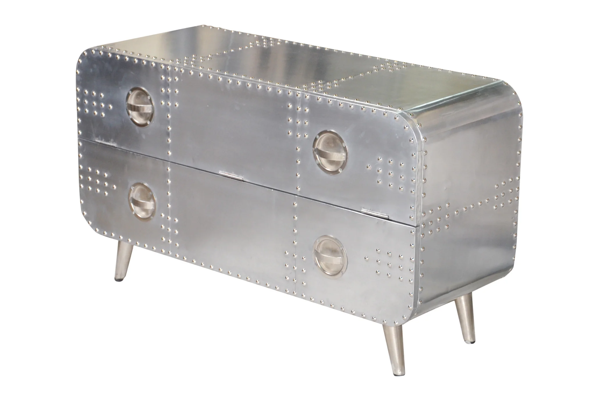 Silver Aluminum Enclosed Storage TV Stand By Homeroots - Image 3