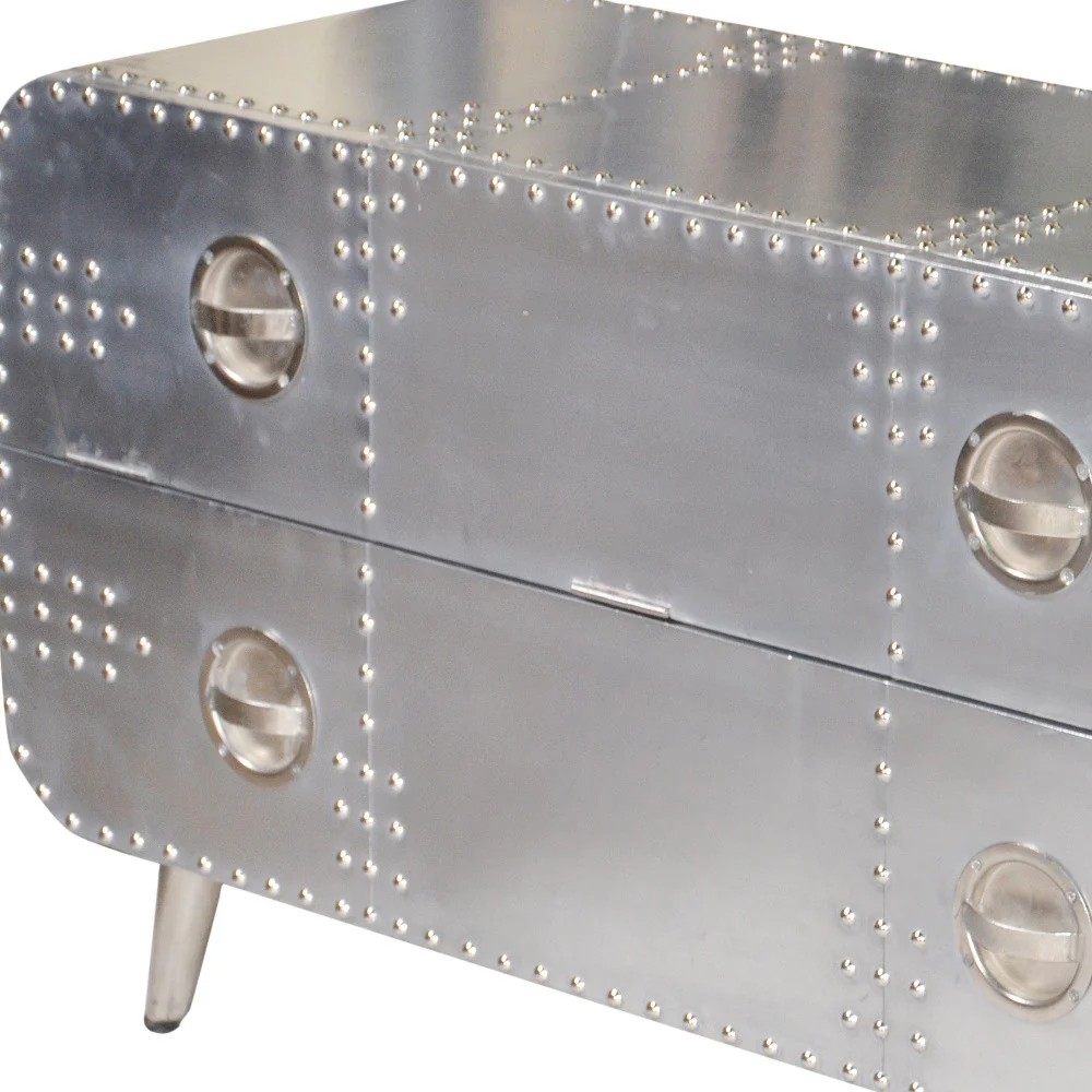 Silver Aluminum Enclosed Storage TV Stand By Homeroots - Image 5