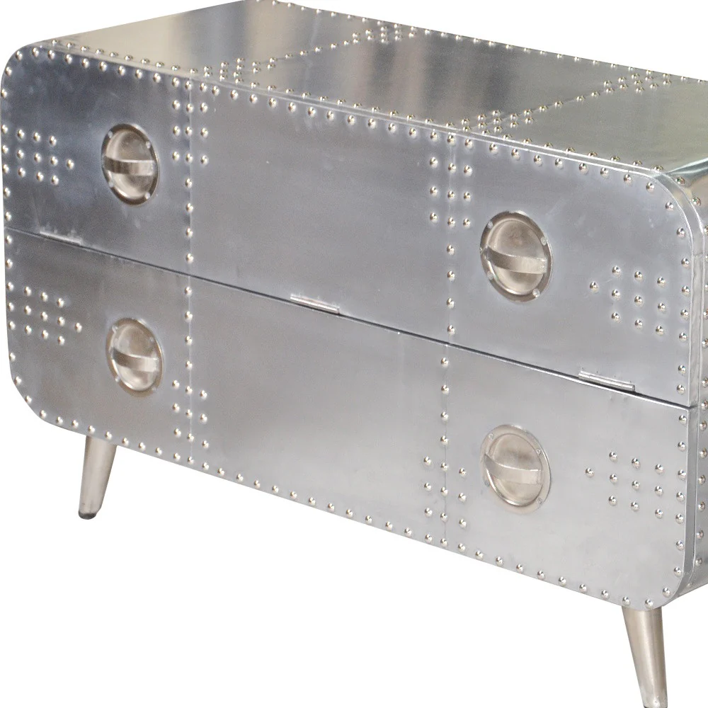 Silver Aluminum Enclosed Storage TV Stand By Homeroots - Image 6