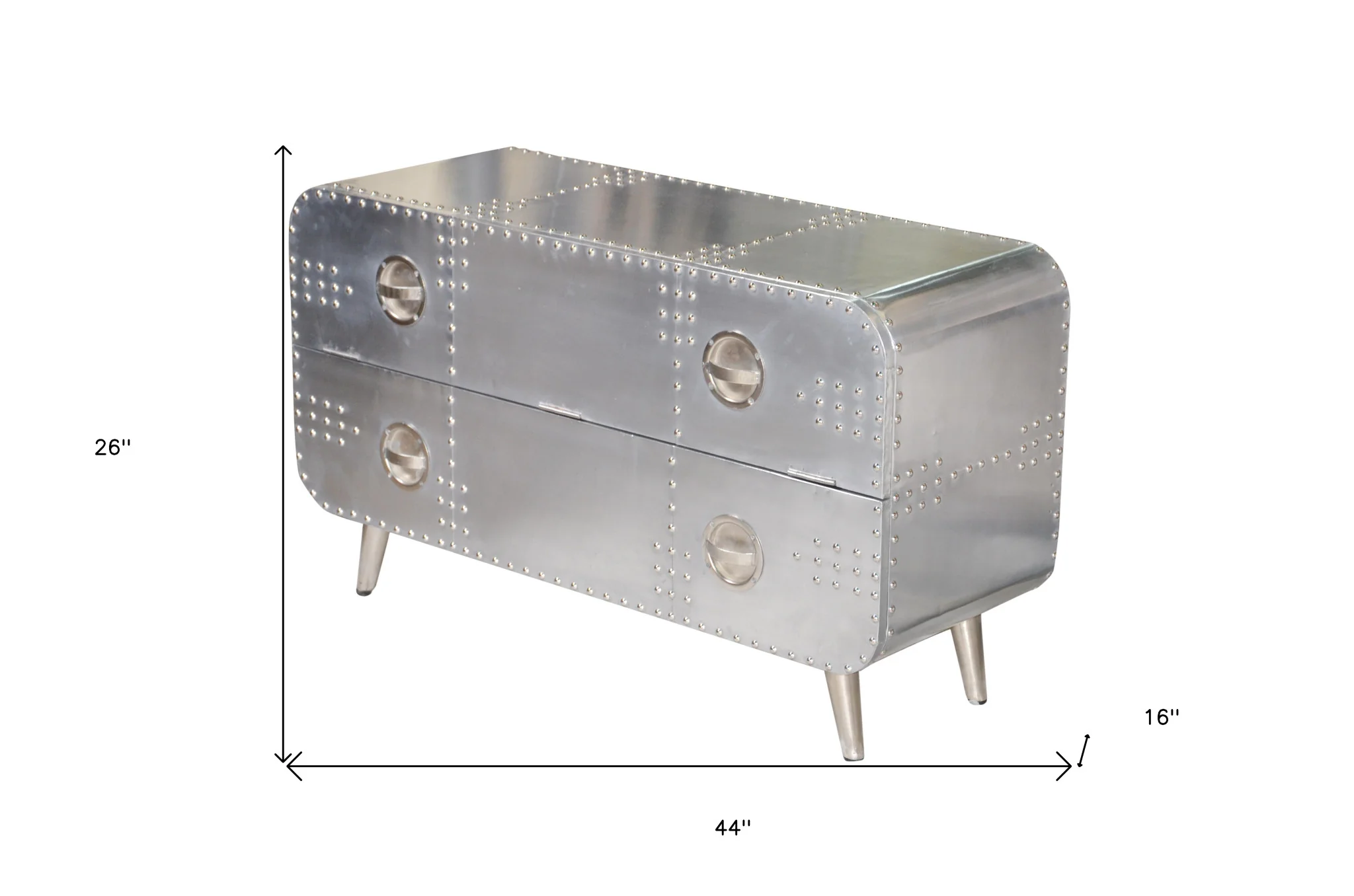 Silver Aluminum Enclosed Storage TV Stand By Homeroots - Image 7