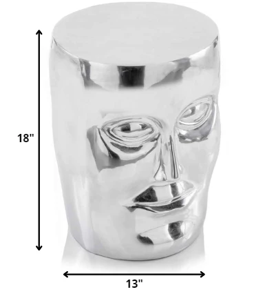 Silver Aluminum Face Stool By Homeroots - Image 2