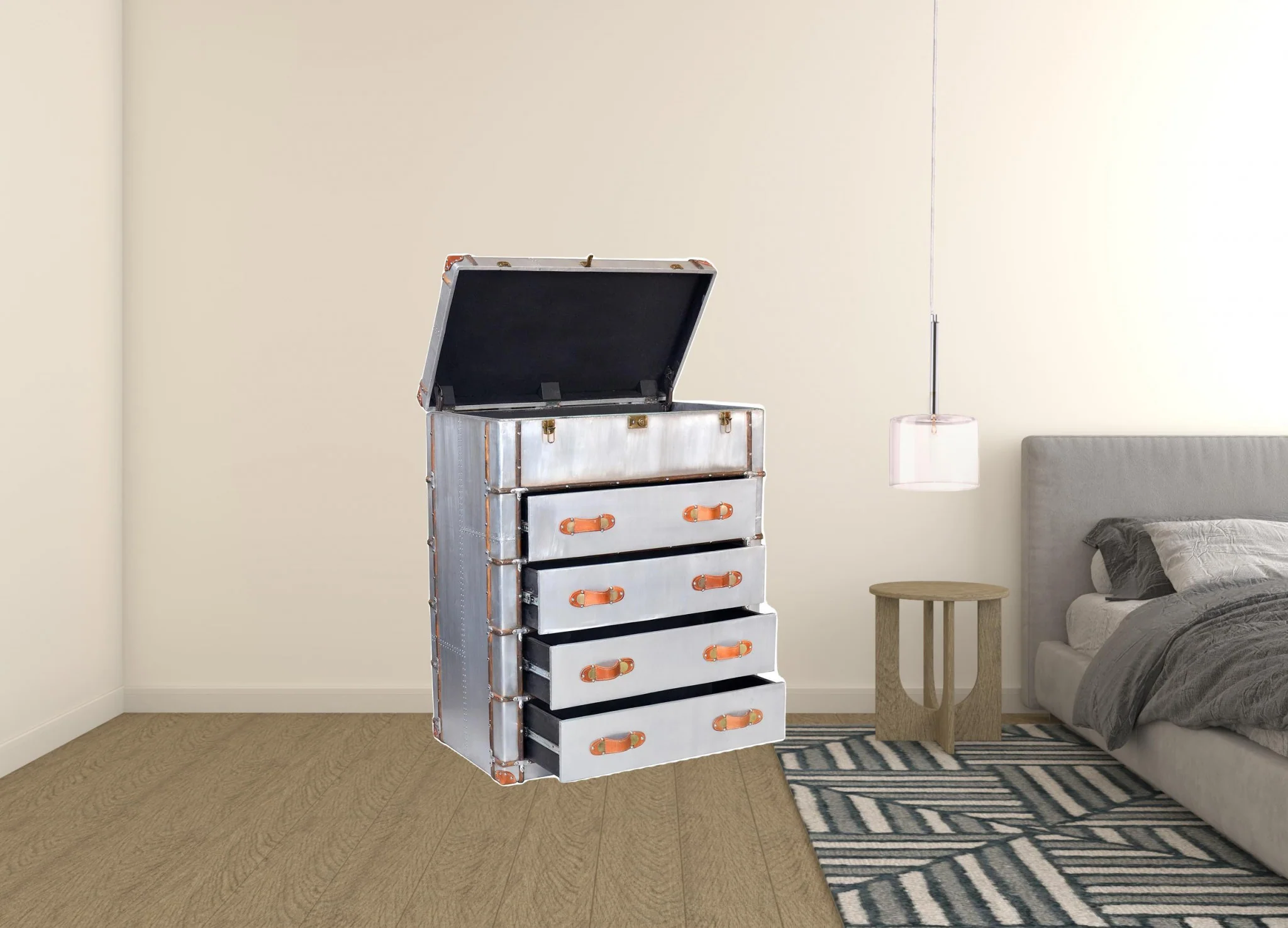 Silver Aluminum Four Drawer Dresser By Homeroots - Image 3
