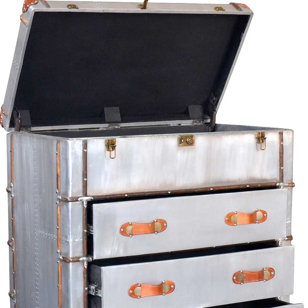 Silver Aluminum Four Drawer Dresser By Homeroots - Image 4
