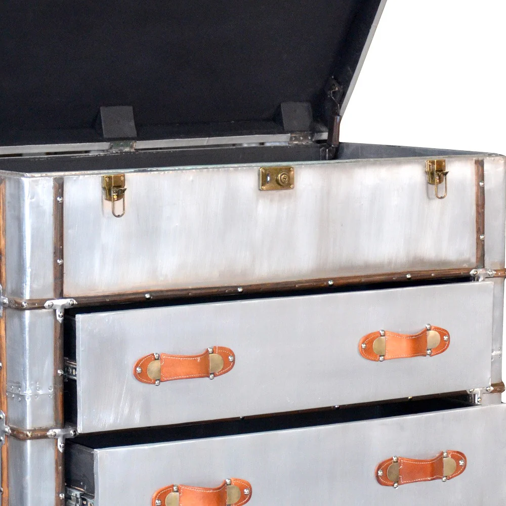 Silver Aluminum Four Drawer Dresser By Homeroots - Image 5