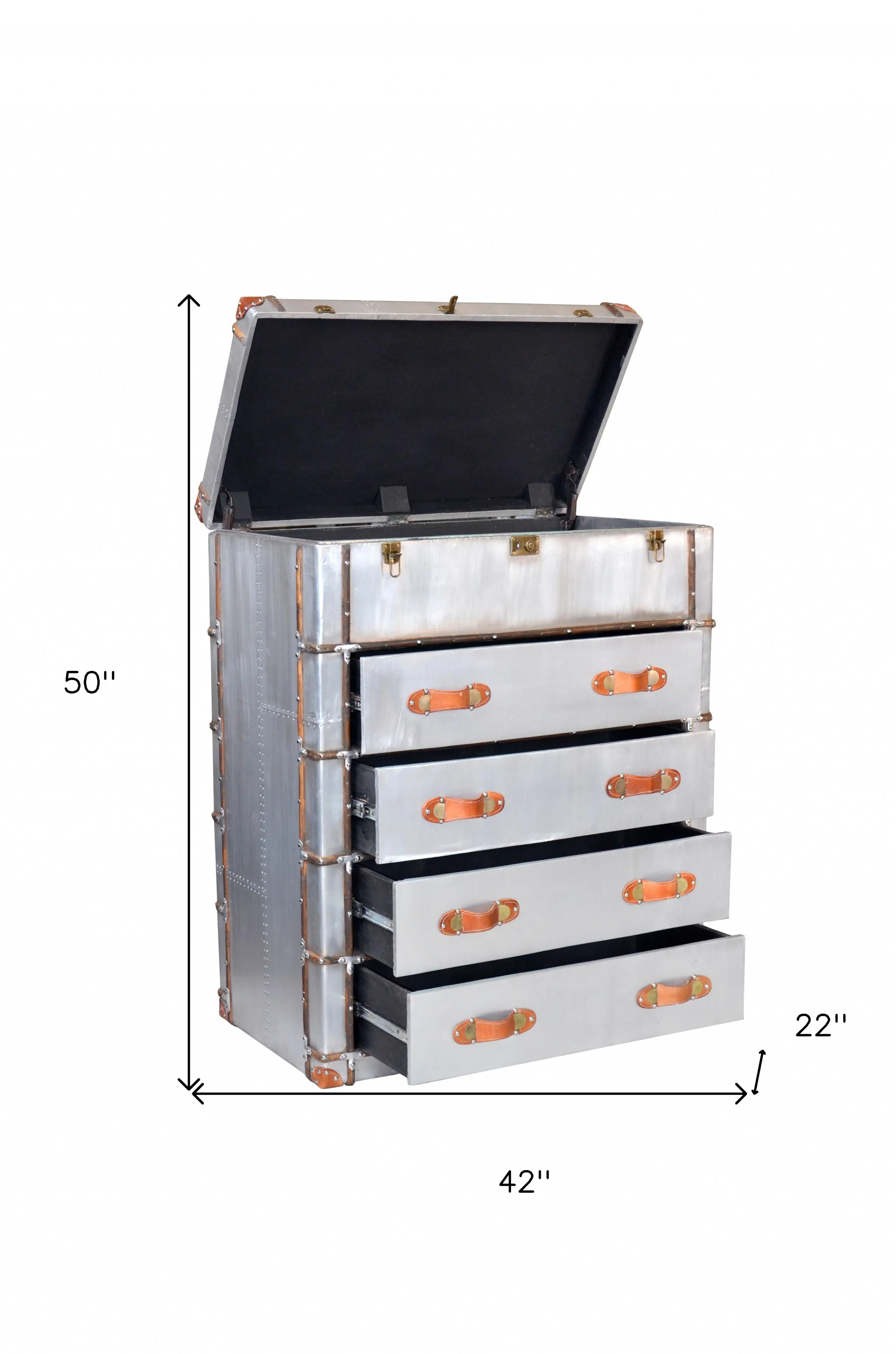 Silver Aluminum Four Drawer Dresser By Homeroots - Image 6