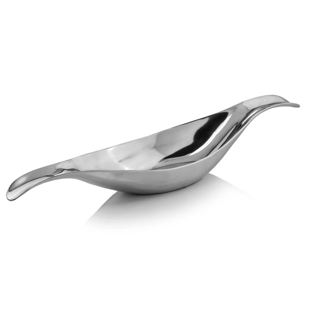Silver Aluminum Long Wavy Bowl By Homeroots - Image 3