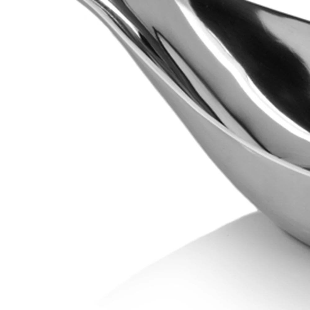 Silver Aluminum Long Wavy Bowl By Homeroots - Image 5