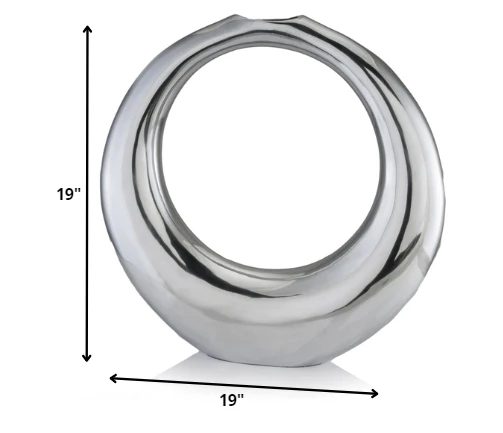 Silver Aluminum Ring Large Hoop Vase By Homeroots - Image 2