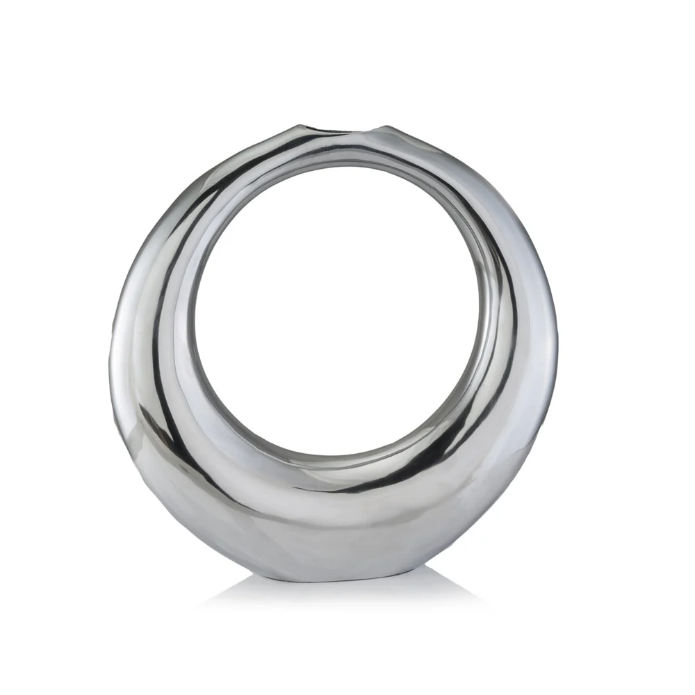 Silver Aluminum Ring Small Hoop Vase By Homeroots - Image 2