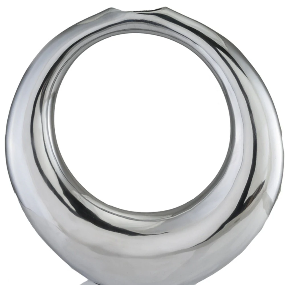Silver Aluminum Ring Small Hoop Vase By Homeroots - Image 3