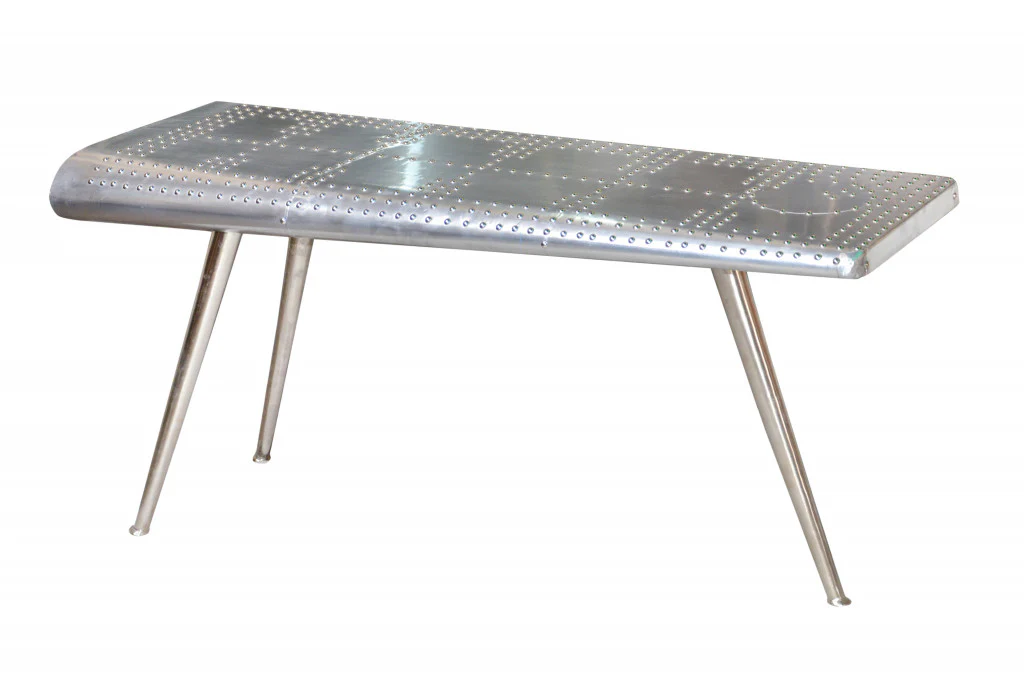 Silver Aluminum Three Leg Console Table By Homeroots - Image 2