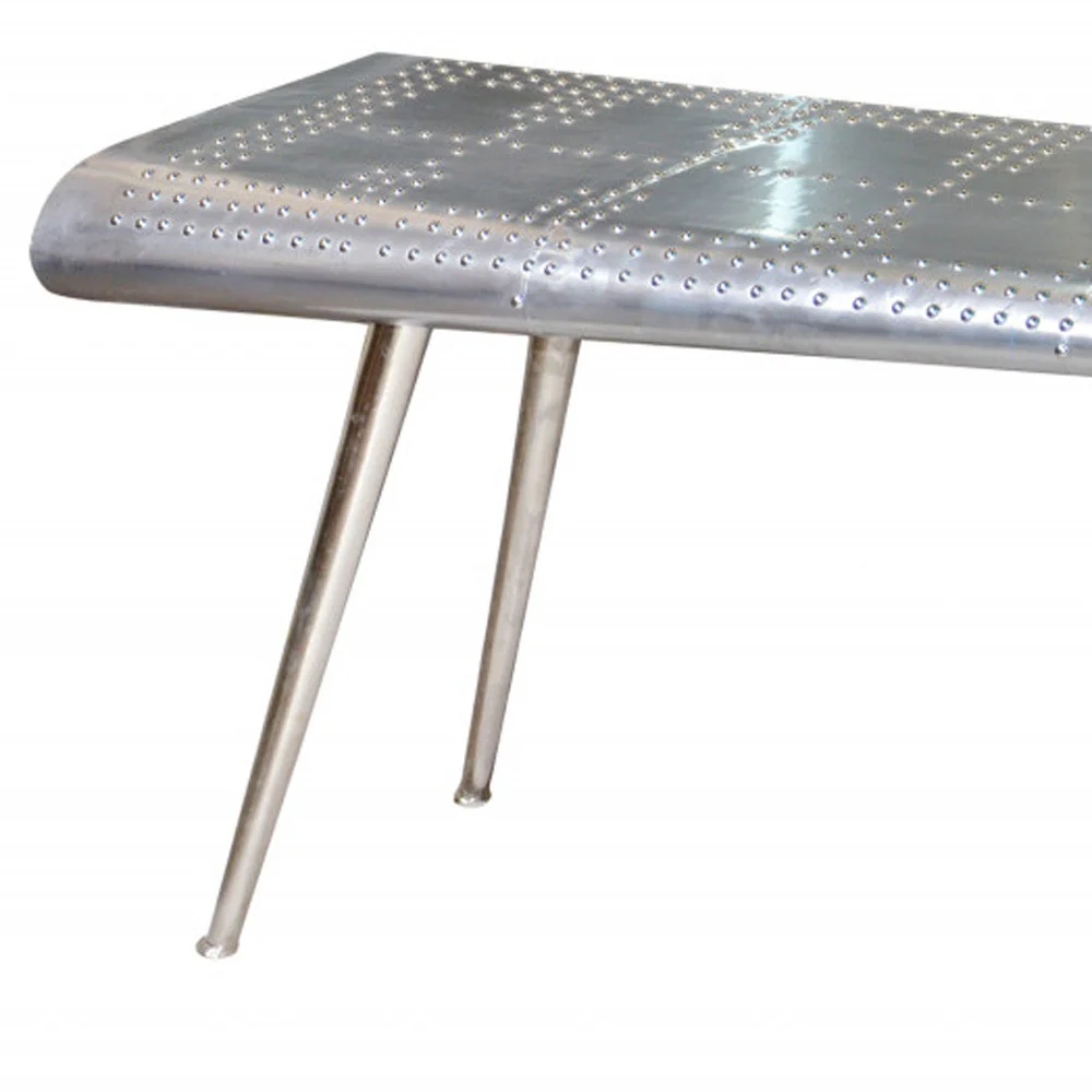 Silver Aluminum Three Leg Console Table By Homeroots - Image 3