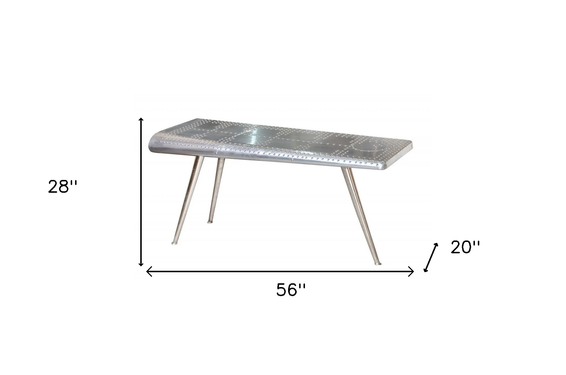 Silver Aluminum Three Leg Console Table By Homeroots - Image 4