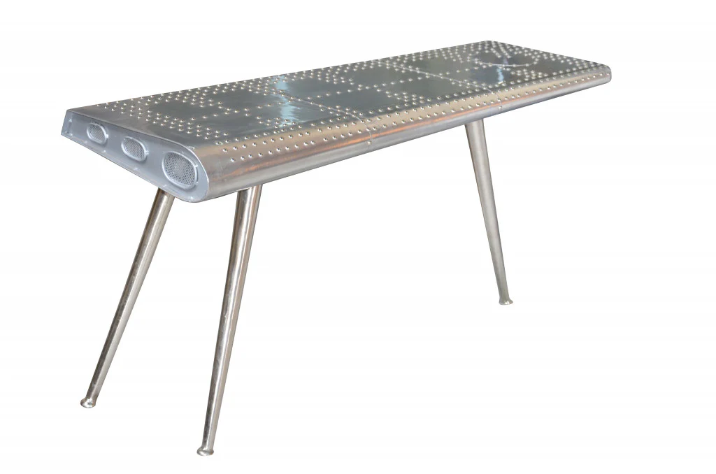Silver Aluminum Three Leg Console Table By Homeroots - Image 5