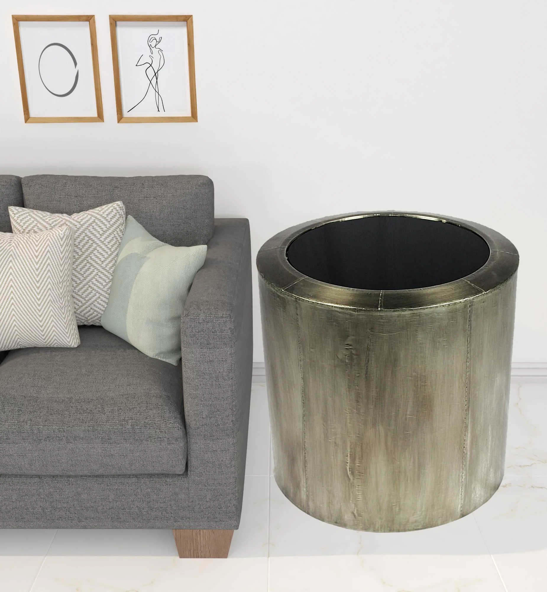 Silver And Black Glass And Metal Round End Table By Homeroots - Image 2