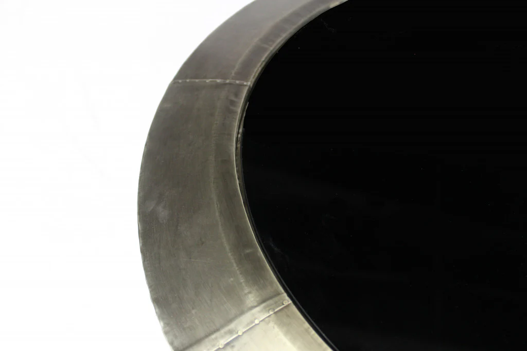 Silver And Black Glass And Metal Round End Table By Homeroots - Image 3