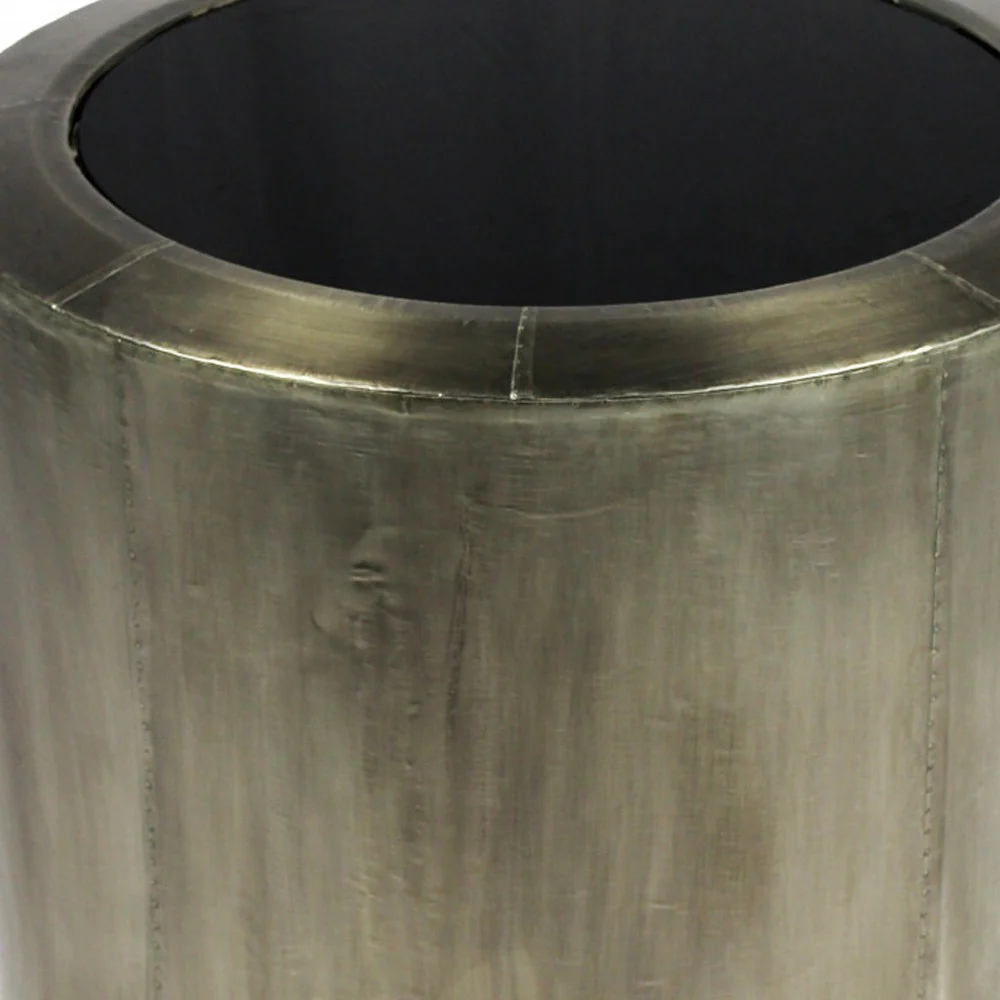 Silver And Black Glass And Metal Round End Table By Homeroots - Image 4