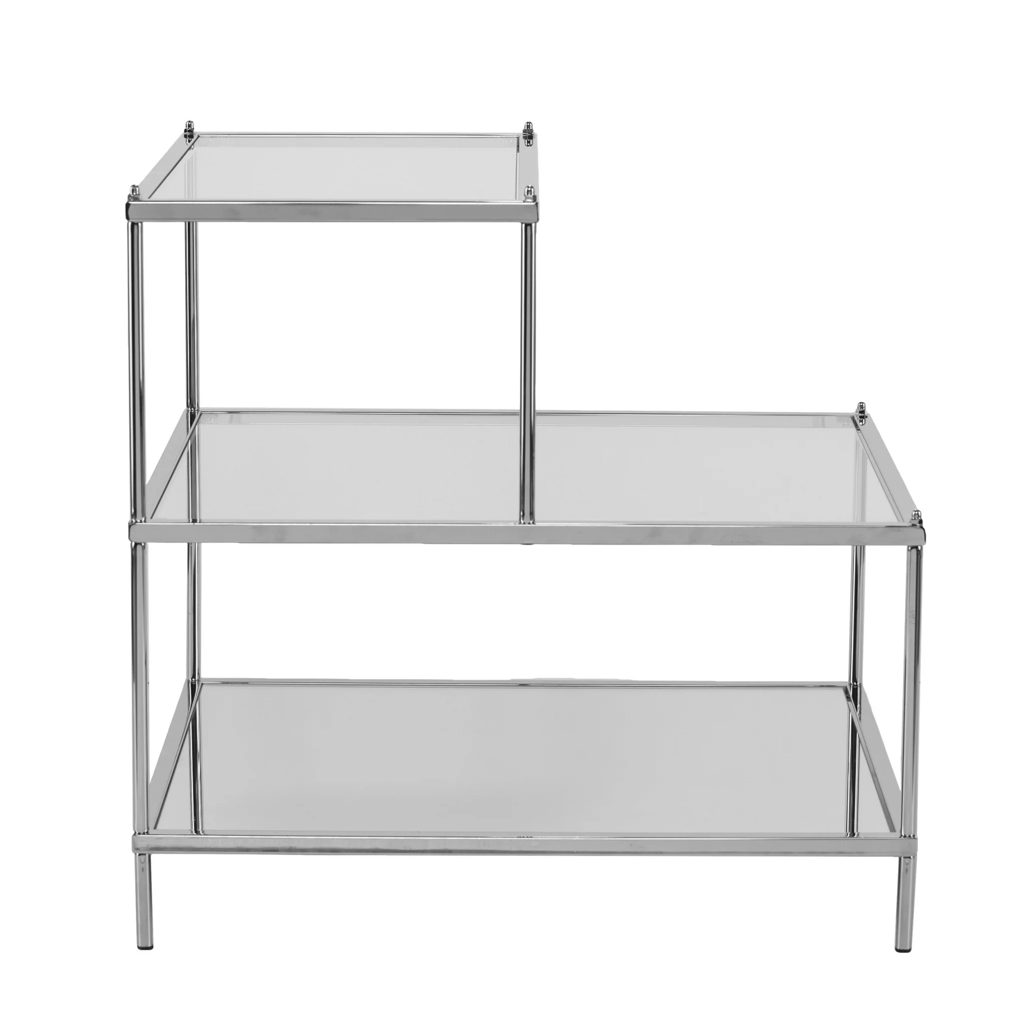 Silver And Clear Glass Mirrored End Table By Homeroots - Image 3