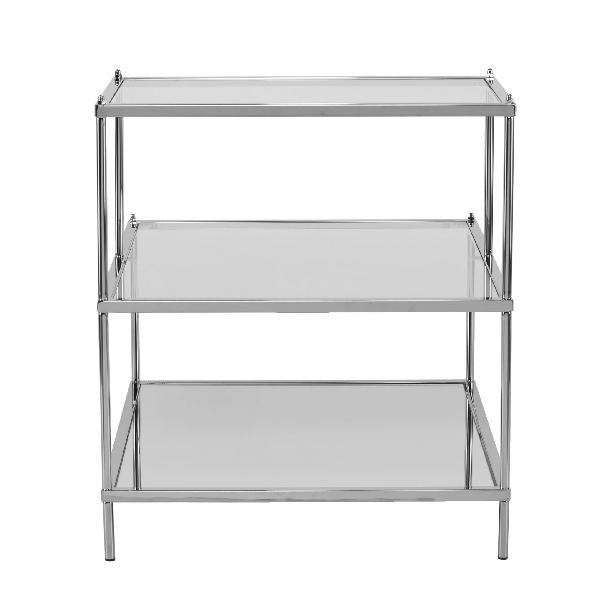 Silver And Clear Glass Mirrored End Table By Homeroots - Image 5