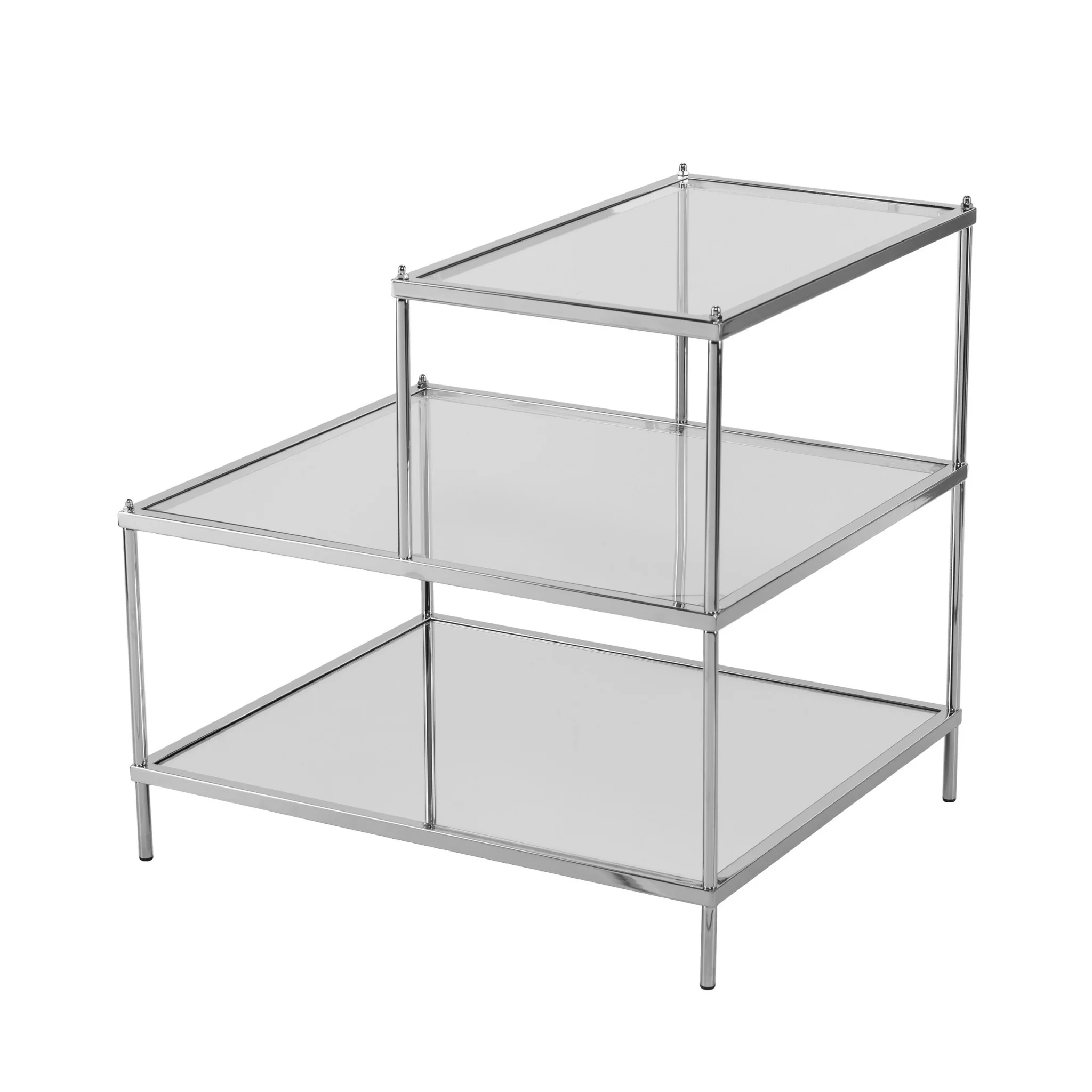 Silver And Clear Glass Mirrored End Table By Homeroots - Image 6