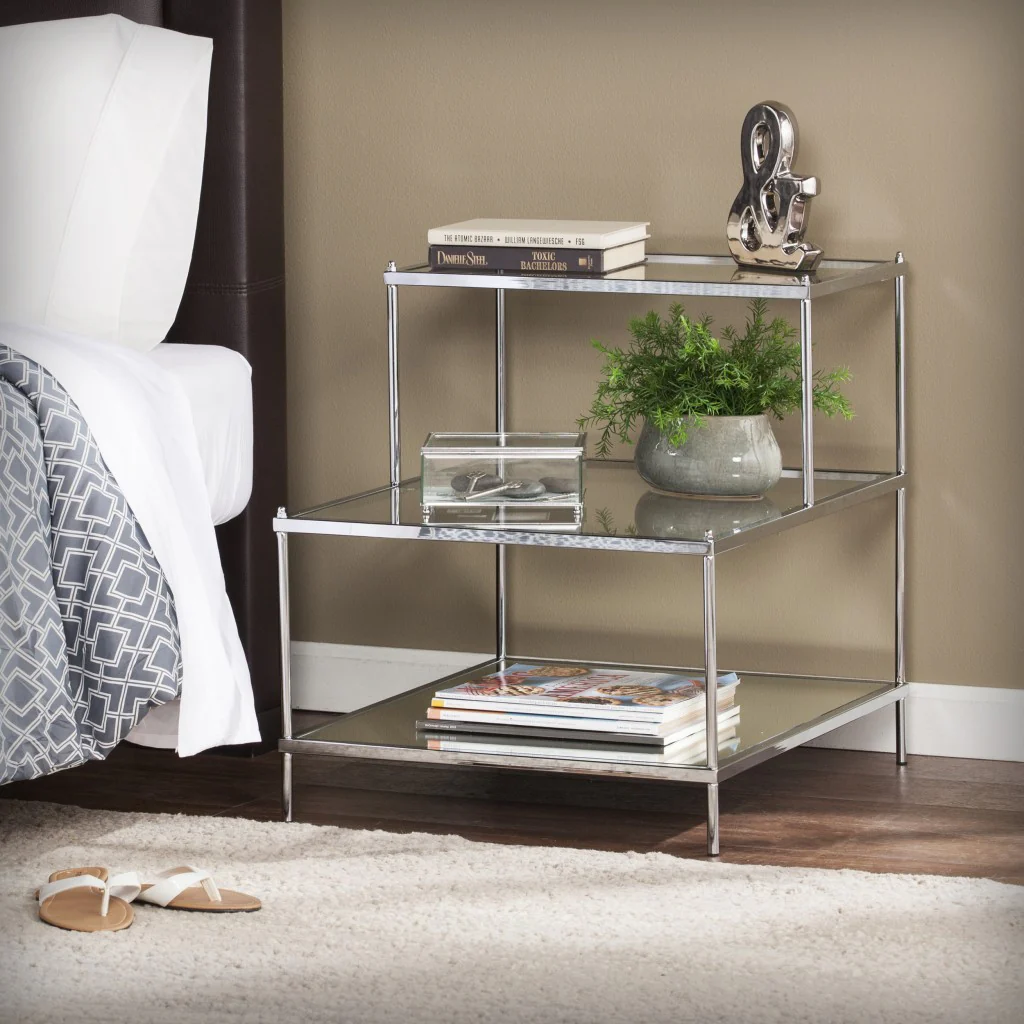 Silver And Clear Glass Mirrored End Table By Homeroots - Image 8