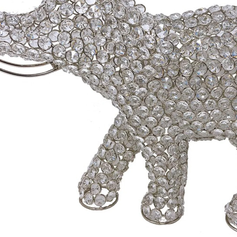 Silver and Faux Crystal Elephant Sculpture By Homeroots - Image 5