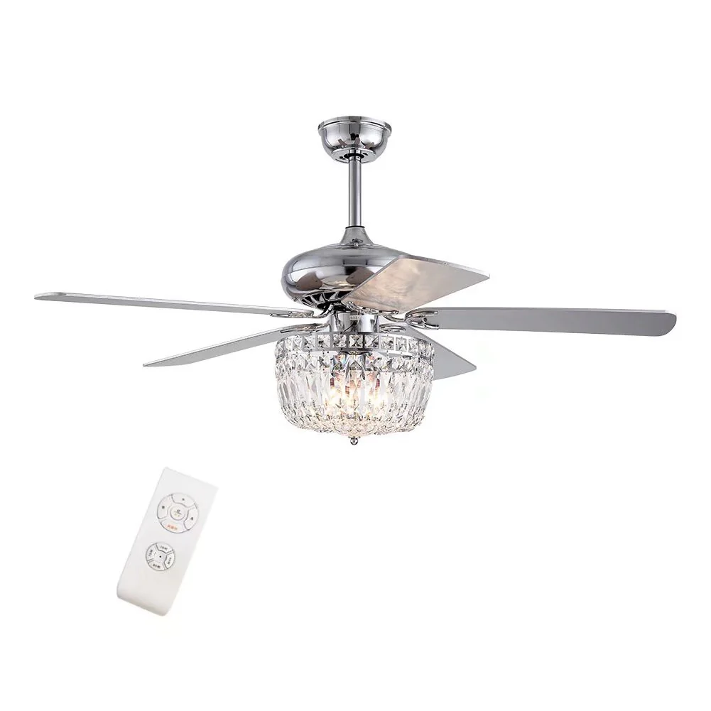Silver And Faux Crystal Mod Chandelier Ceiling Fan By Homeroots - Image 8