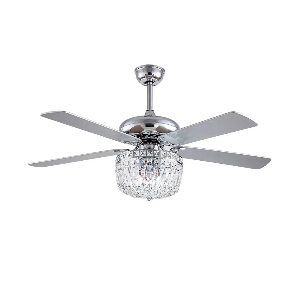 Silver And Faux Crystal Mod Chandelier Ceiling Fan By Homeroots - Image 9