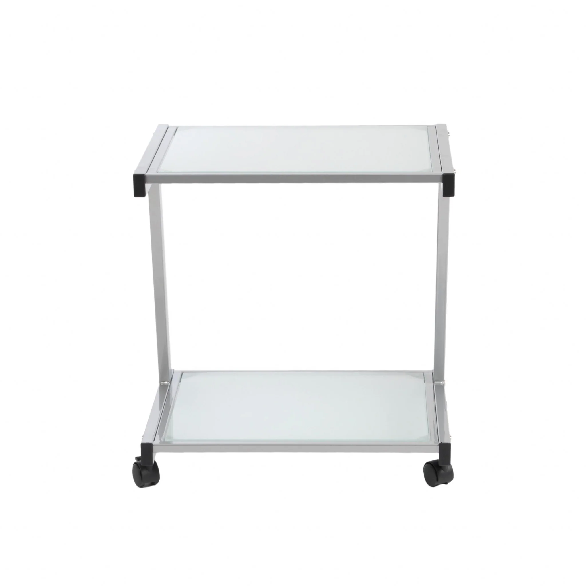 Silver and Frosted Glass Rolling Printer Cart By Homeroots - Image 2