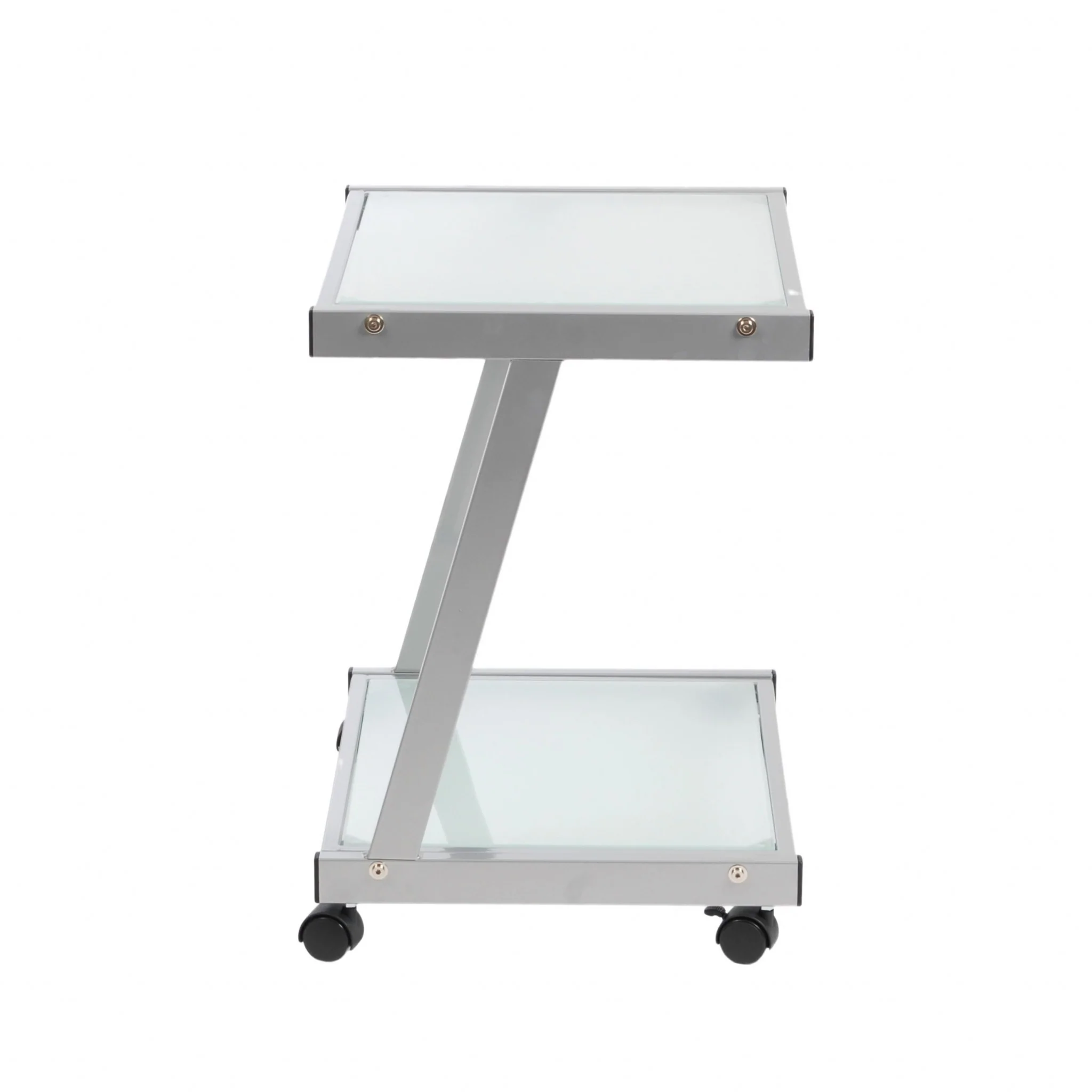 Silver and Frosted Glass Rolling Printer Cart By Homeroots - Image 4