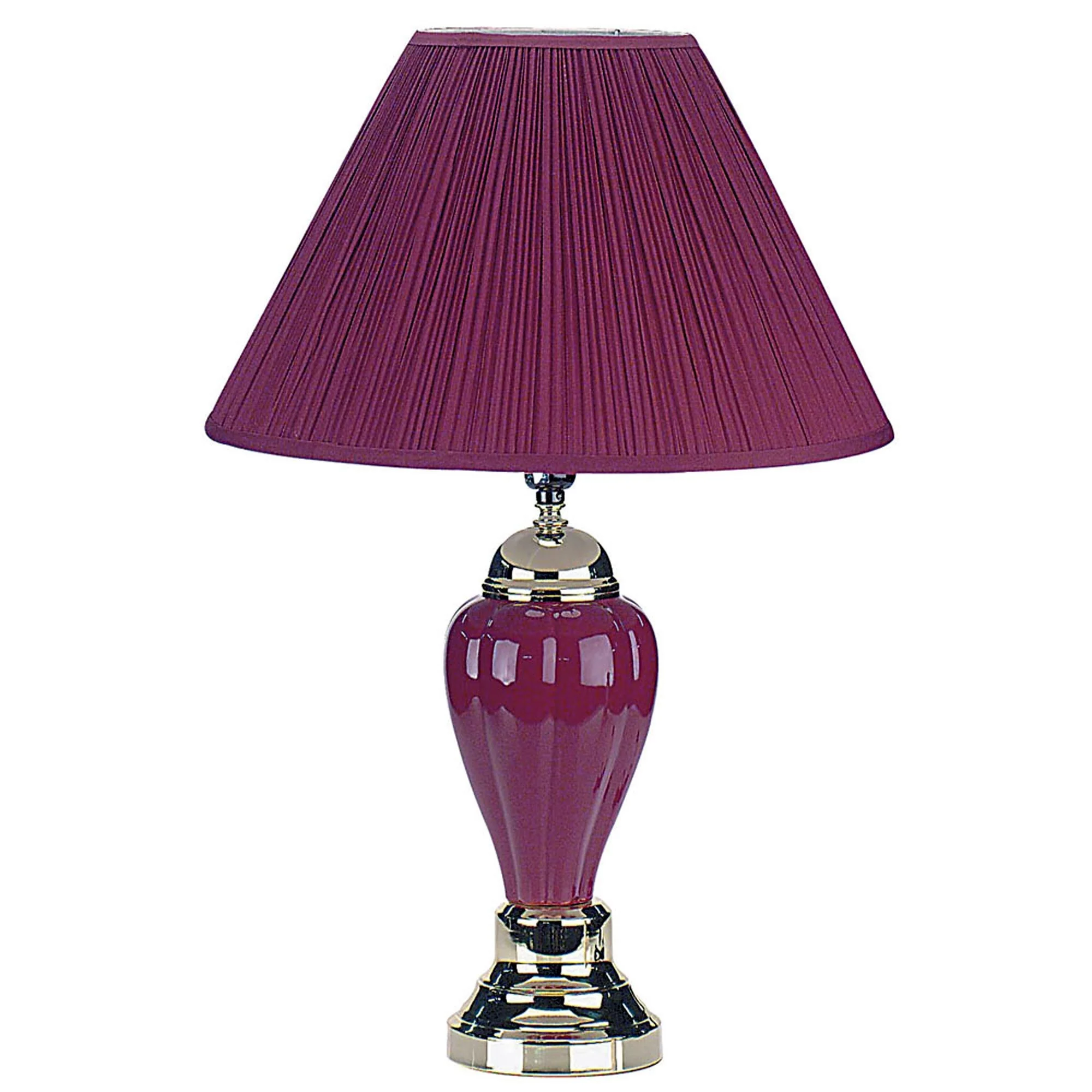 Silver and Magenta Table Lamp with Magenta Shade By Homeroots - Image 2