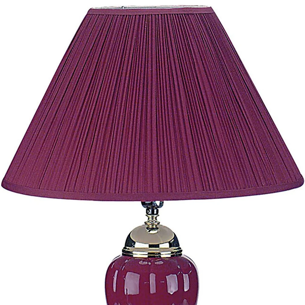 Silver and Magenta Table Lamp with Magenta Shade By Homeroots - Image 3