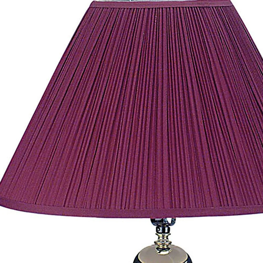 Silver and Magenta Table Lamp with Magenta Shade By Homeroots - Image 4