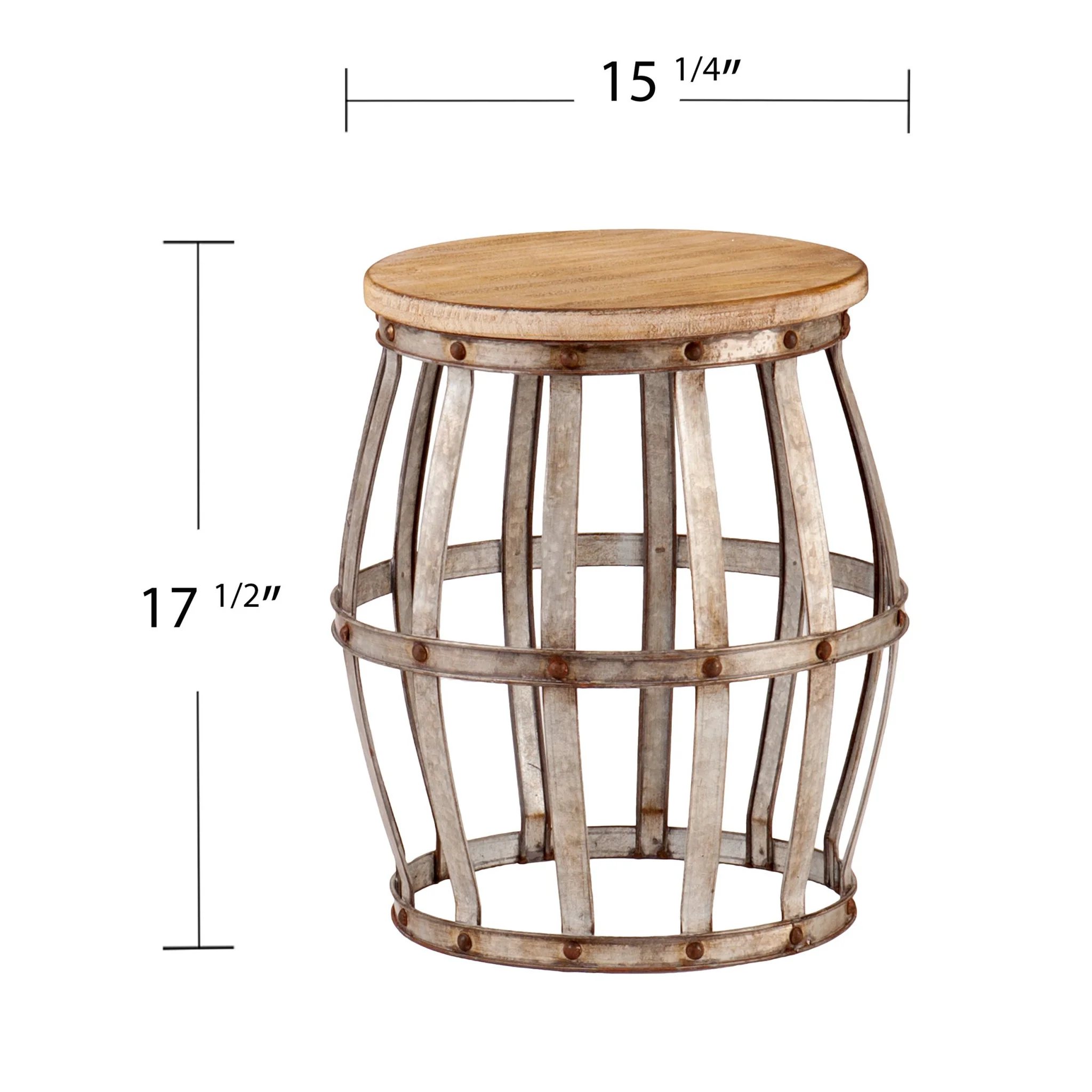 Silver And Natural Manufactured Wood Round End Table By Homeroots - Image 2