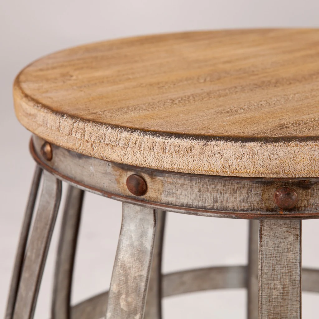 Silver And Natural Manufactured Wood Round End Table By Homeroots - Image 4