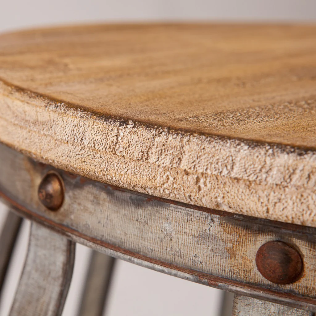 Silver And Natural Manufactured Wood Round End Table By Homeroots - Image 5